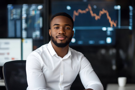 Professional businessman with folded arms in bright workspace, exuding leadership, confidence, and executive presence in corporate setting.の素材