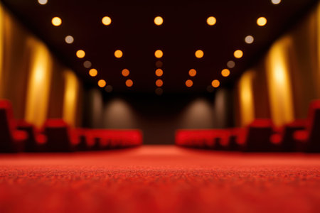 Blurred cinema hall, popcorn on focus, copy space.の素材