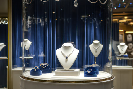 Elegant platinum pedestal set against a navy velvet backdrop and soft lighting, perfect for jewelry or men's product showcases.の素材