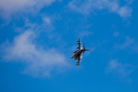 SAN CARLOS, CA - JUNE 19: AV-8B Harrier Jump Jet on display at the Vertical Challenge 2010, June 19th, 2010, at the Hiller Aviation Museum in San Carlos CA. AV-8B Harrier Jump Jet. The McDonnell Douglas (now Boeing) AV-8B Harrier II is a family of second-のeditorial素材