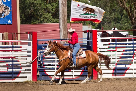 WILLITS, CA - JULY 4: Participant at the Willits Frontier Days, California's oldest continuous rodeo, held July 4, 2011 in Willits, CA. のeditorial素材