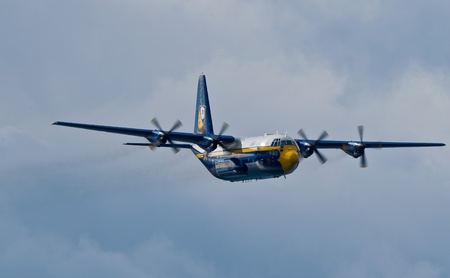 SAN FRANCISCO, CA - OCTOBER 6: USMC Lockheed-Martin C-130T Hercules, affectionately known as Fat Albert Airlines is on display during 2011 San Francisco Fleet Week on October 6, 2011 in San Francisco, CA. のeditorial素材