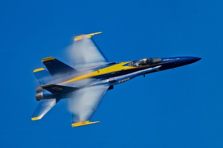 SAN FRANCISCO, CA - OCTOBER 7: US Navy Demonstration Squadron Blue Angels, flying on Boeing F/A-18...