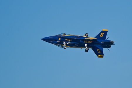 SAN FRANCISCO, CA - OCTOBER 8: US Navy Demonstration Squadron Blue Angels, flying on Boeing F/A-18...