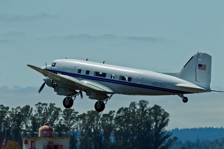 SANTA ROSA, CA - AUG 21: 1942 Douglas DC3A aircraft on display during the Wings Over Wine Country...
