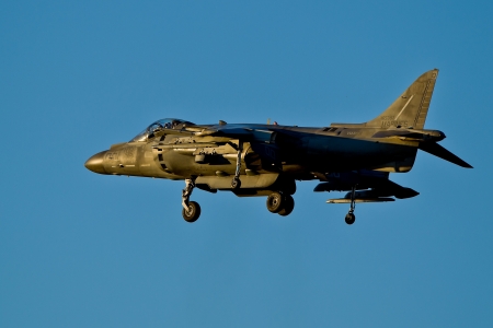 HILLSBORO, ORâ AUG 3: U.S. Marine Corps AV-8B Harrier II Demonstration Team presents aircraft during Oregon Air Show at Hillsboro Airport on August 3, 2012 in Hillsboro, OR. のeditorial素材