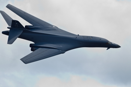 TACOMA, WA - JULY 21: B-1B Lancer flyby demonstration during Air Expo at McChord Field Joint Base...