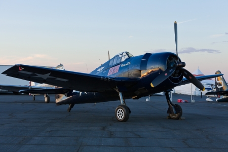 SACRAMENTO, CA - SEPT 8: Commemorative Air Force Grumman F6F Hellcat World War II aircraft on display during California Capital Airshow on September 8, 2012, Sacramento, CA. のeditorial素材