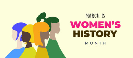 Womens History Month. Womens day celebration background design on march 8th. Vector illustration with copy space area.のイラスト素材