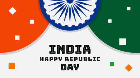 India republic day celebration on 26 january. Simple style background design with India flag symbolのイラスト素材