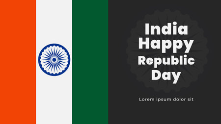 India republic day celebration on 26 january. Simple style background design with India flag symbol