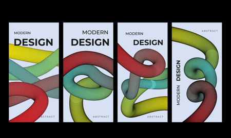 Creative covers or vertical posters in modern minimal style for social media advertising. fluid, abstract, bannerのイラスト素材