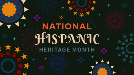 Hispanic heritage month. Abstract floral ornament background design, retro style with textのイラスト素材