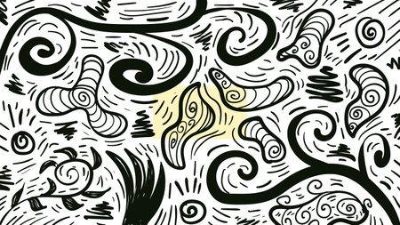 Hand drawn minimal abstract background, floral, element design, warm, hyggeのイラスト素材