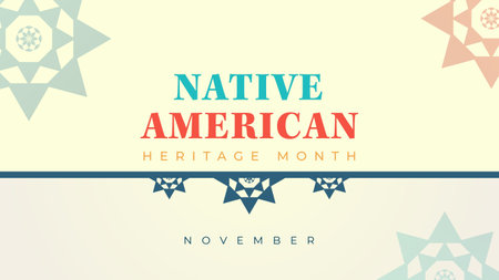 Native American Heritage Month. Background design with abstract ornaments celebrating Native Indians in America.のイラスト素材