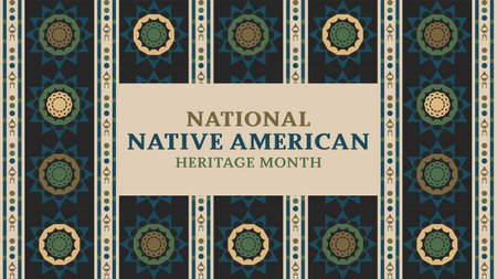 Native American Heritage Month. Background design with abstract ornaments celebrating Native Indians in America.のイラスト素材