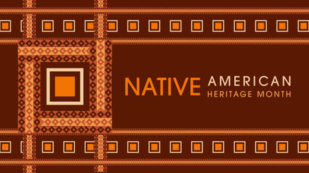 Native American Heritage Month. Background design with abstract ornaments celebrating Native Indians in America.のイラスト素材
