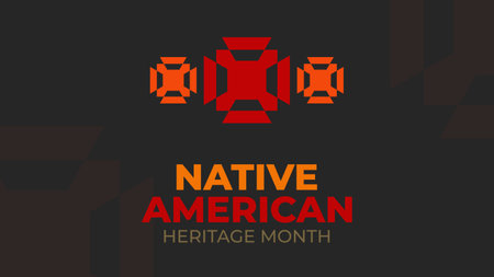 Native American Heritage Month. Background design with abstract ornaments celebrating Native Indians in America.のイラスト素材