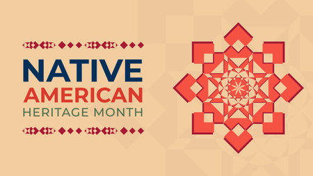 Native American Heritage Month. Background design with abstract ornaments celebrating Native Indians in America.のイラスト素材