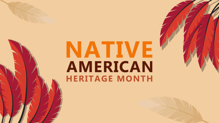 Native American Heritage Month. Background design with abstract ornaments celebrating Native Indians in America.のイラスト素材