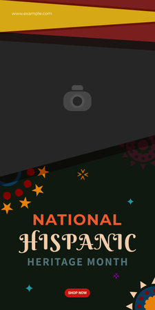 Hispanic heritage month. Abstract floral ornament banner design, colorful style with text, geometryのイラスト素材