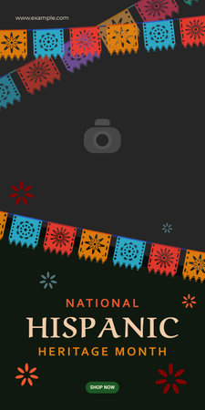 Hispanic heritage month. Abstract flag ornament banner design, colorful style with text, geometryのイラスト素材