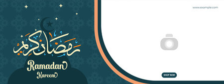Ramadan Kareem banner design in calligraphy design. Hand Drawn vector for islamic people in ramadan monthのイラスト素材
