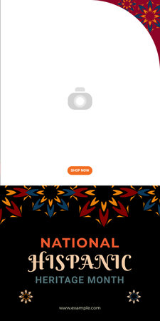 Hispanic heritage month. Abstract floral ornament banner design, retro style with text, geometryのイラスト素材