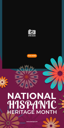 Hispanic heritage month. Abstract floral ornament banner design, retro style with textのイラスト素材