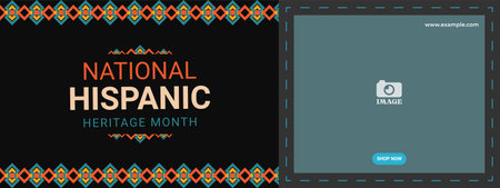 Hispanic heritage month. Abstract ornament banner design, retro style with text, geometryのイラスト素材