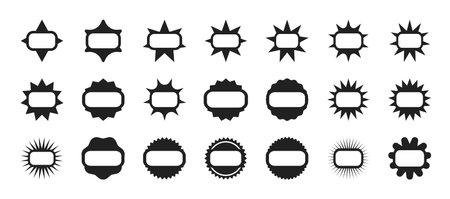 Star explosion sticker set. Retro flat style silhouette design for promotion, banner, poster, tagsのイラスト素材