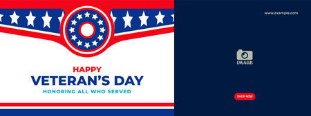 Veterans Day, honoring all who served.Frame and star ornament designs for advertisements, posters, banners, backgrounds.のイラスト素材