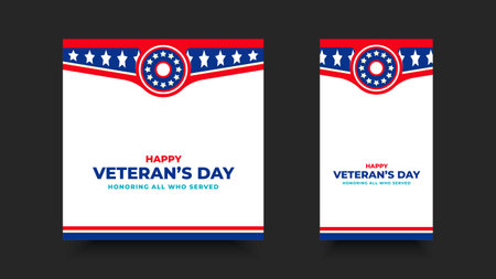 Veterans Day, honoring all who served.Frame and star ornament designs for advertisements, posters, banners, backgrounds.のイラスト素材