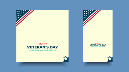 Veterans Day, honoring all who served.Frame and star ornament designs for advertisements, posters, banners, backgrounds.のイラスト素材