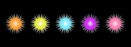 fireworks illustration elements. Colorful sparkling design in the sky for background, banner, poster, design elementのイラスト素材