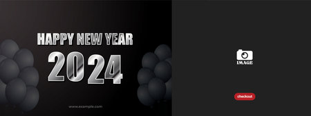 happy new year 2024. typography design for background, banner, poster, greetingのイラスト素材