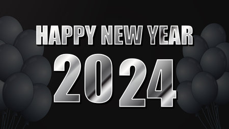 happy new year 2024. typography design for background, banner, poster, greetingのイラスト素材