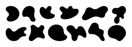 Amorphous blob vectors in sets. Asymmetrical hand drawn illustration elementsのイラスト素材
