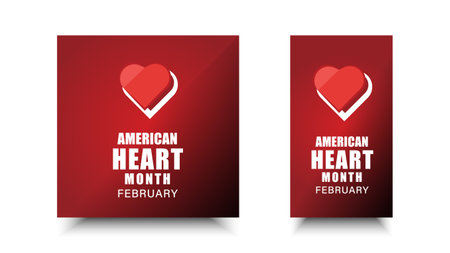 American heart month design. Vector illustration of heart and beat for education, background, banner, posterのイラスト素材