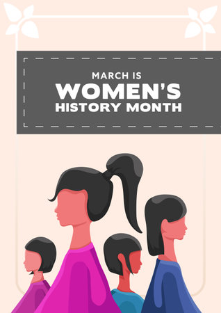 Womans history month. Annual design template with flat illustrationのイラスト素材