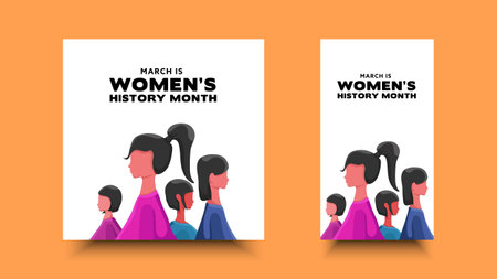 Womans history month. Annual design template with flat illustration, Social mediaのイラスト素材