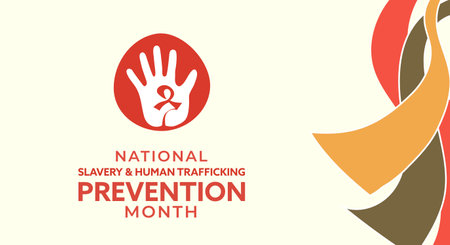 National Slavery and Human Trafficking Prevention Month. Hand drawn illustration design for advertising template, background, banner, posterのイラスト素材