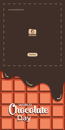 World chocolate day. Banner template design with melted chocolate illustration elementsのイラスト素材