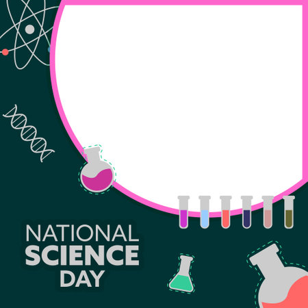 National Science Day. Social media design with abstract element for greeting, advertising, promotionのイラスト素材