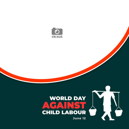 World Day Against Child Labour. Social media design of  children's silhouette working, stop exploitation of children.のイラスト素材