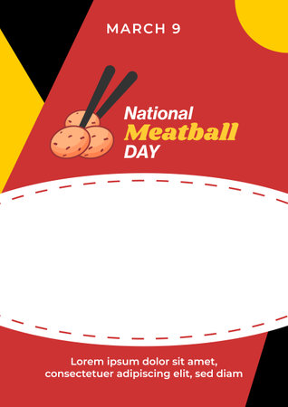 National Meatball Day. Cartoon Poster design for March 9 eventのイラスト素材