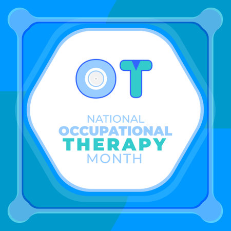 National Occupational Therapy Month. Social Media design and polygon elements for greetings, campaigns, annual events in Aprilのイラスト素材
