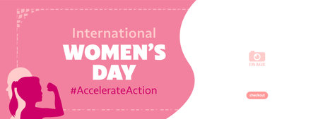 Accelerate Action. International Women's Day. Banner design with silhouette for greetings, campaigns, advertising on March 8のイラスト素材