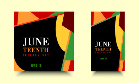 Juneteenth Freedom Day June 19. Social media design and abstract ornaments for campaigns, ads, storyのイラスト素材