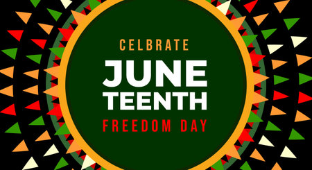 Juneteenth Freedom Day. Background design with blooming flower geometry ornaments for ads, speech, campaign on June 19のイラスト素材